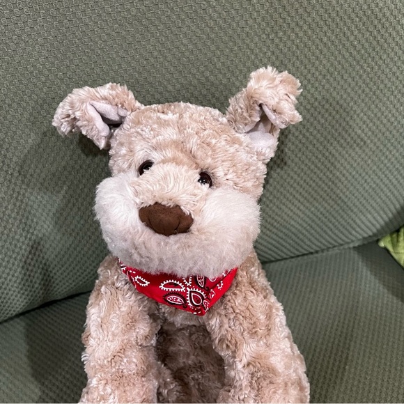 Gund Barkley Schnauzer Terrier Tan Brown Puppy Dog Red Bandana Plush 14” Stuffed - Picture 2 of 10